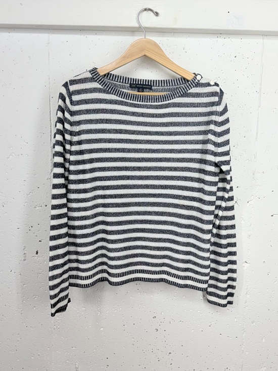 Brooks Brothers Sweaters - Brooks Brother 346 Women’s Medium Navy Blue White Striped Boatneck Sweater